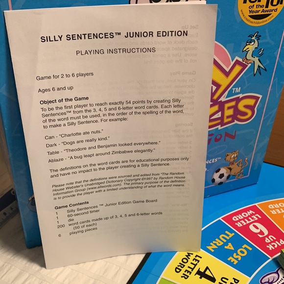 Silly Sentences Junior Edition - 2005 Top Toy Award Winner - Picture 8 of 12